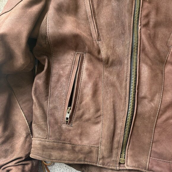Vintage Walter Dyer Brown Leather Jacket Mens 36 Biker Motorcycle Riding USA - Picture 6 of 16